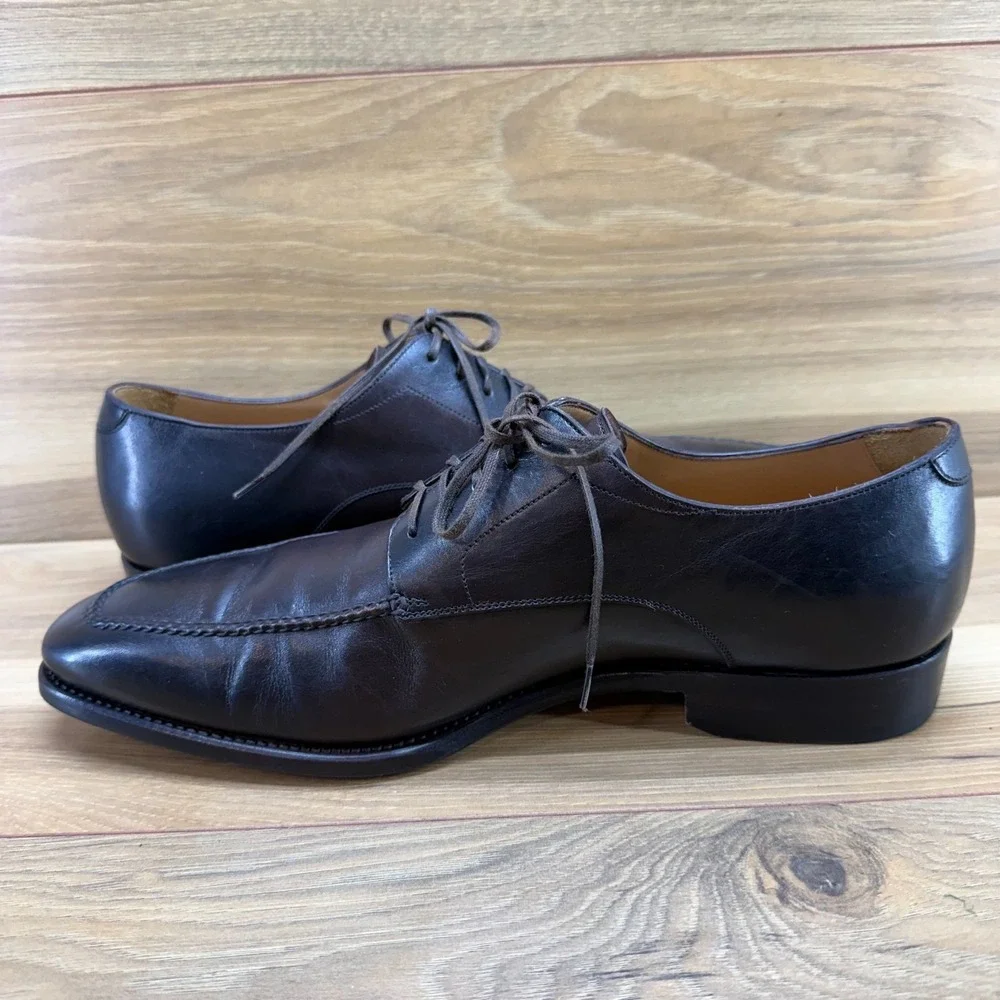 Paul Stuart Derby‎ Mens 9 Dark Brown Leather Apron Toe Executive Business Square